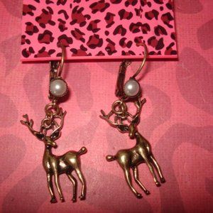 Betsey Johnson Golden Stag earrings